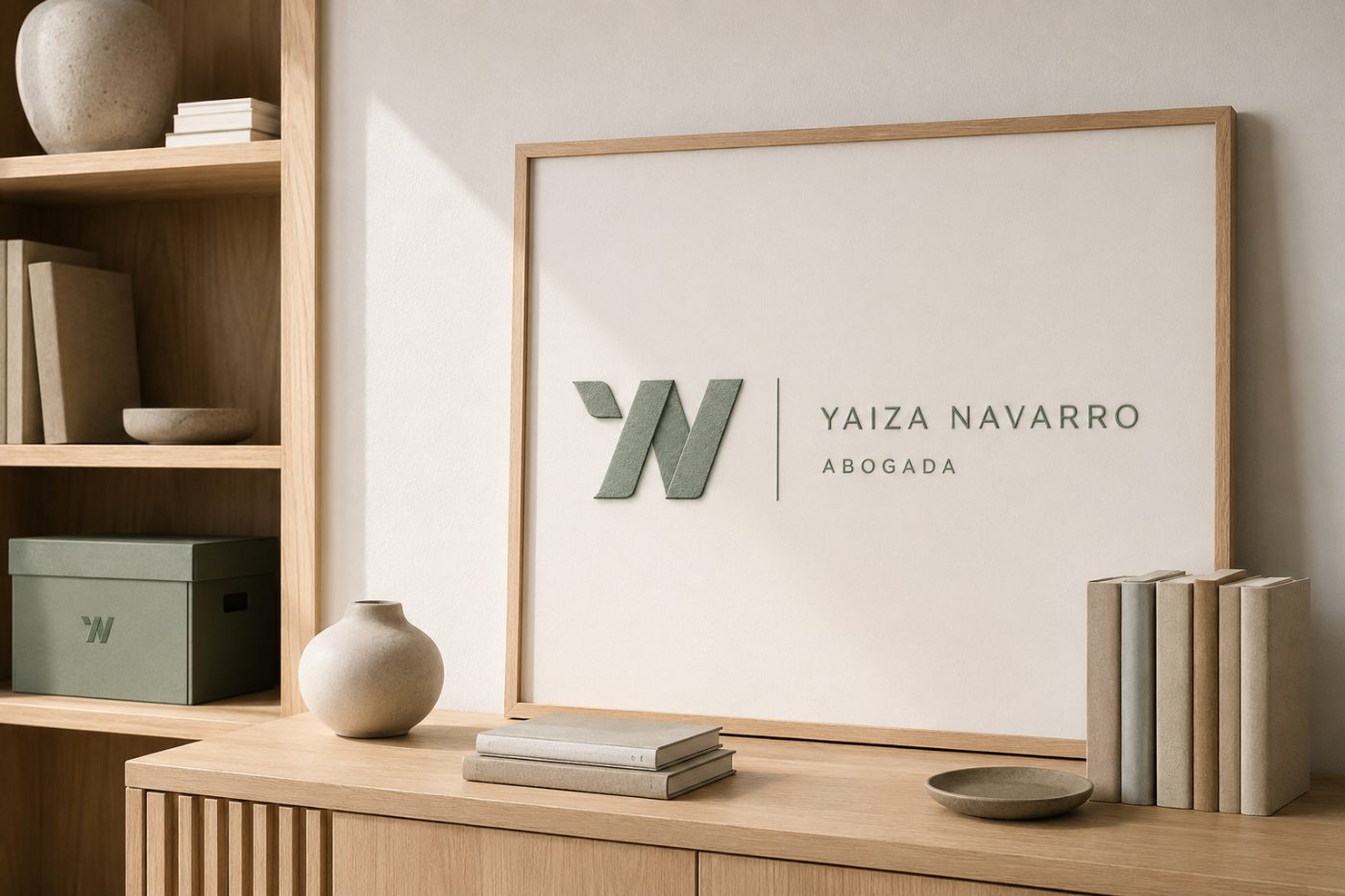 Lámina enmarcada con el logotipo de Yaiza Navarro Abogada